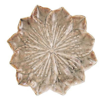 Neutral Glazed Stoneware Flower Shaped Plate