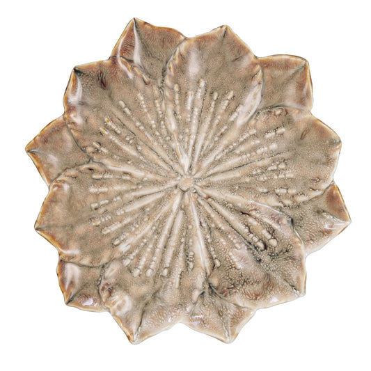 Neutral Glazed Stoneware Flower Shaped Plate