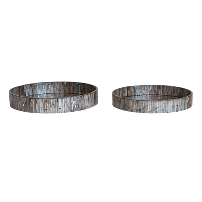 Black Mother of Pearl Round Tray