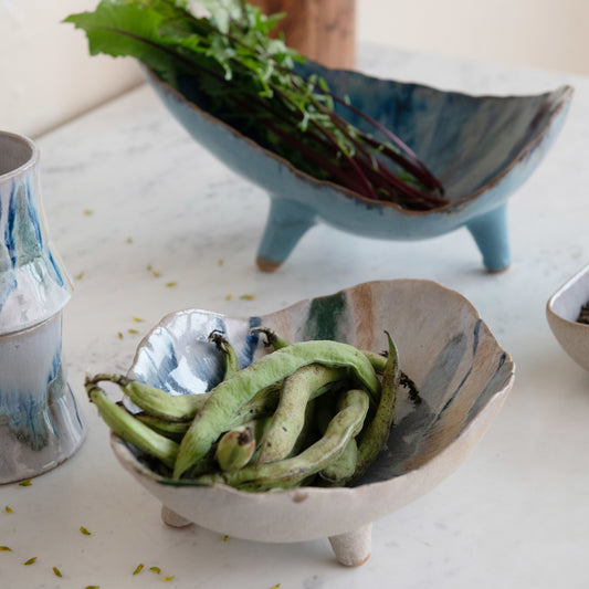 Seaside Organic Shaped Footed Bowl