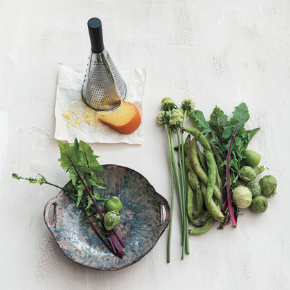 Cosmic Hues Low Stoneware Bowl with Handles