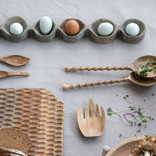 Mango Wood Salad Servers with Carved Handles