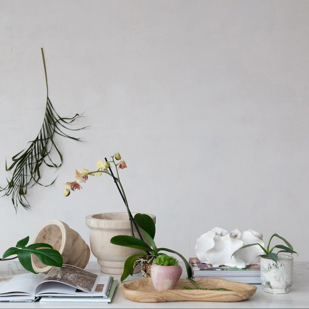 Stoneware Ruffled Sculptural Planter