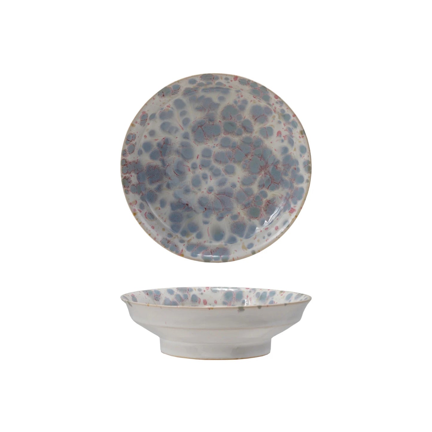 Blue & Red Glazed Small Pedestal Bowl