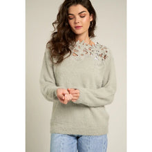 Load image into Gallery viewer, Green Lace Neck Line Sweater
