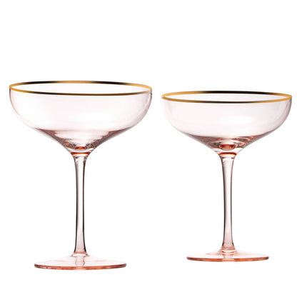 Gorgeous Gilded Pink Rim Coupe | Set of 2