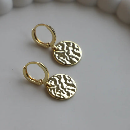 Hammered Medallion Huggies