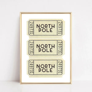 North Pole Ticket Art Print