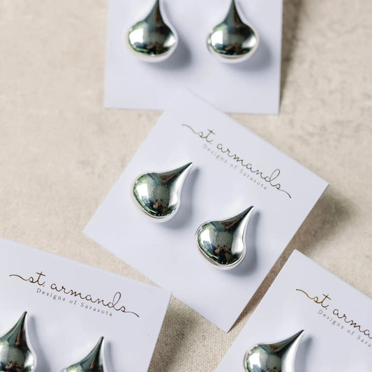 Silver Teardrop Statement Studs