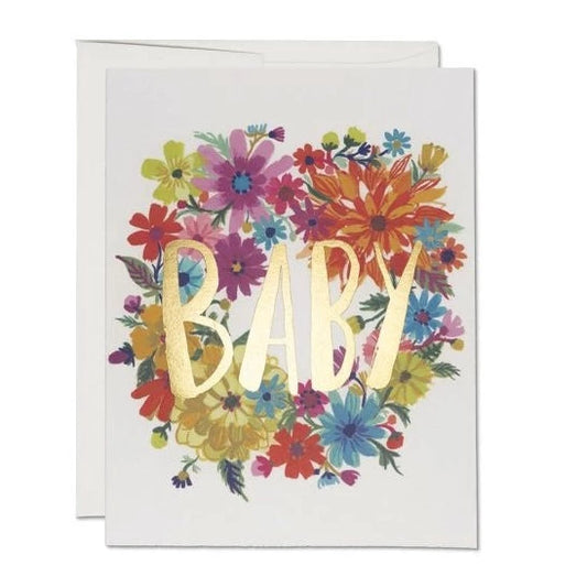 gold foil baby flower wreath