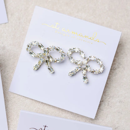 Mini Sparkling Diamond Bow Earrings