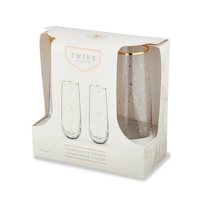 Starlight Golden Stemless Champagne Flutes - Set of 2
