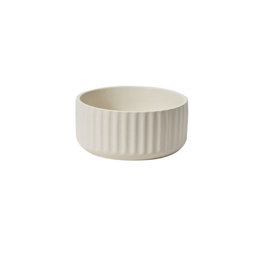 white ribbed planter bowl