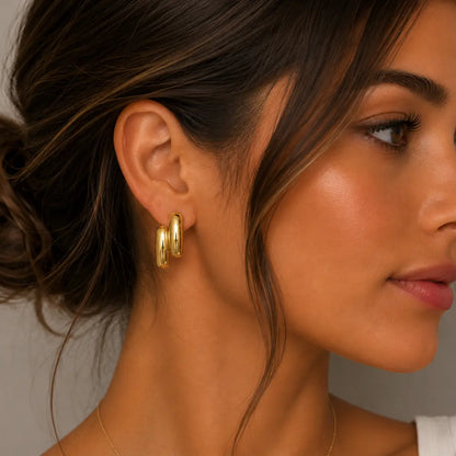 Gold Double Bold Bar Earrings