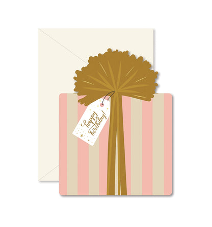 striped birthday gift box card