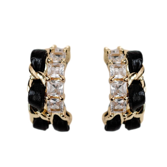 Black Vintage Chain Wrapped Hoops