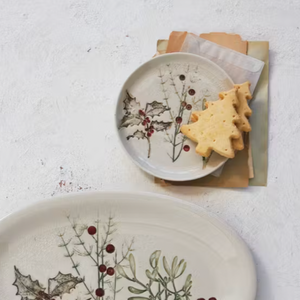 Winter Botanicals Debossed Stoneware Plate