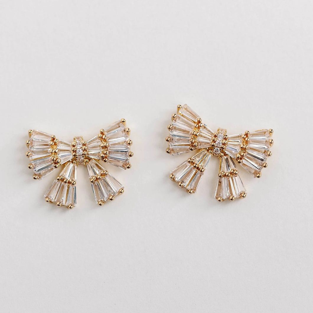 Gold Maxi Sparkler Bow Studs