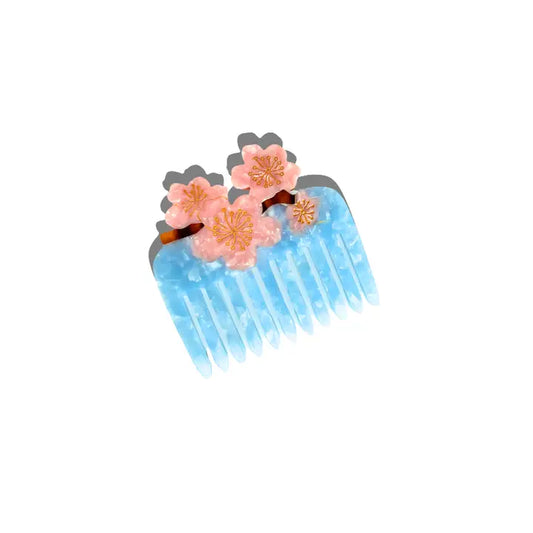 Hand-Painted Cherry Blossom Pocket Hair Comb
