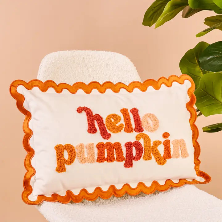 Hello Pumpkin Scalloped Pillow