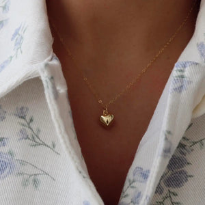 Gold Clara Puff Heart Necklace