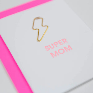 Super Mom Lightning Bolt Paper Clip Card