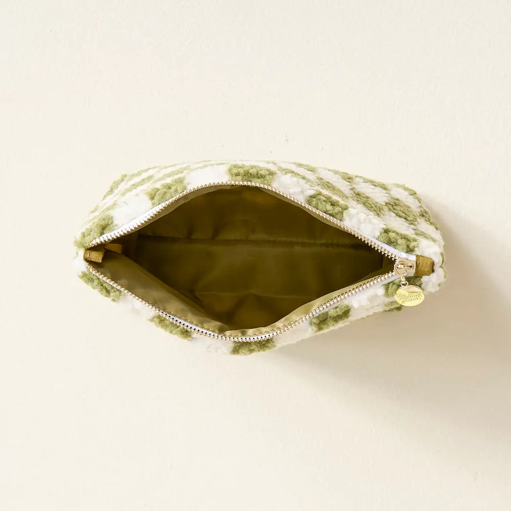 Checkered Green Teddy Pouch