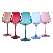 Load image into Gallery viewer, Colored Crystal Wine Glass Set of 5 Large 20 OZ Glasses
