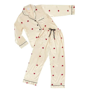 Red Hearts Satin PJ Set