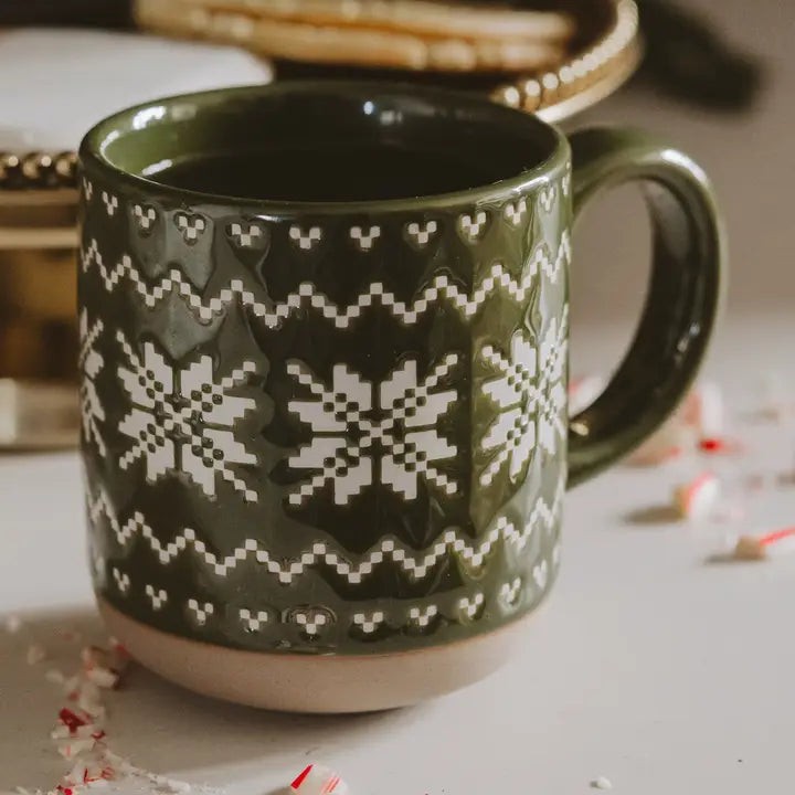 Green Fair Isle Sweater Stoneware Mug