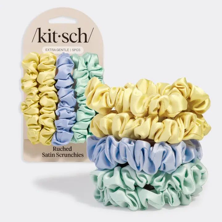 Ruched Satin Scrunchies 5pc Set