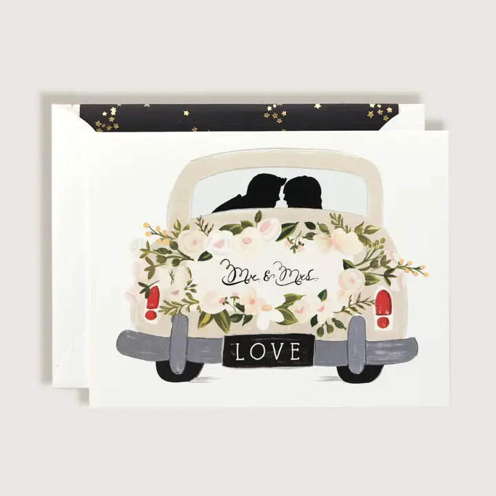 Mr & Mrs Vintage Getaway Car Wedding Card