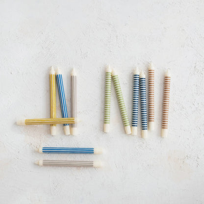 Unscented Striped Taper Candles in Box