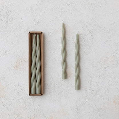 Unscented Flare Twisted Taper Candles in Box
