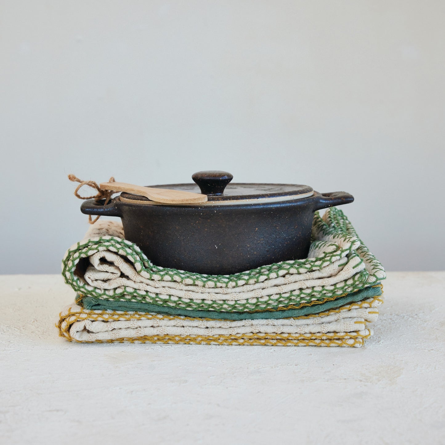 Espresso Stoneware Brie Baker & Spreader Set