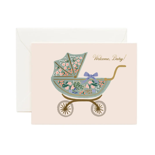 Welcome, Baby Floral Pram Card