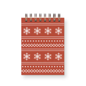 mini red notebook with snowflake design
