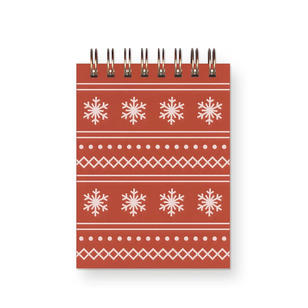 mini red notebook with snowflake design