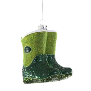 multi shade green garden boots ornament