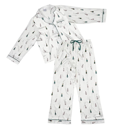 Champagne Bottles Satin PJ Set