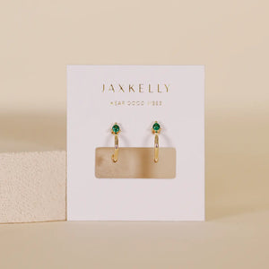 Green Emerald Open Mini Hoop Earrings