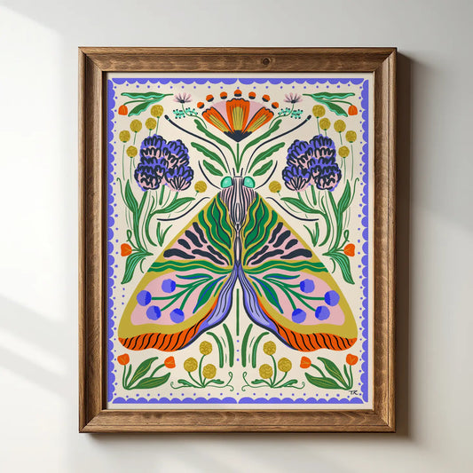Maximalist Folk Moth Art Print