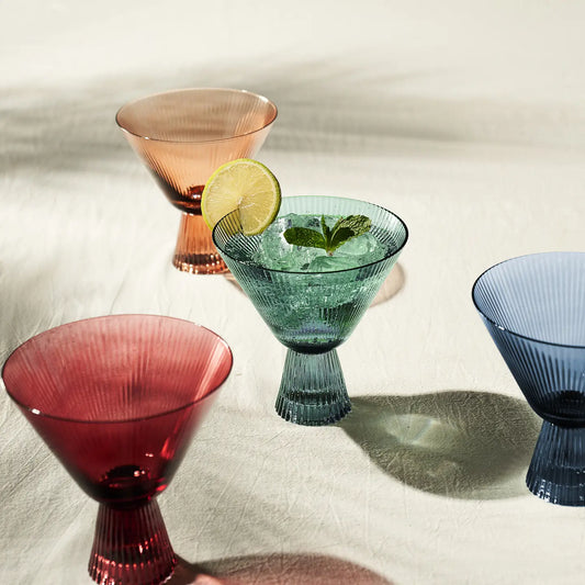 Stemless Martini Glasses - Ribbed Muted | Set of 4