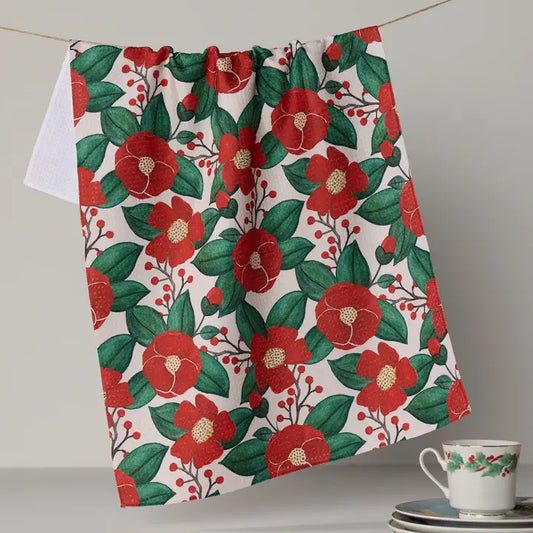 Winter Camellia Tea Towel