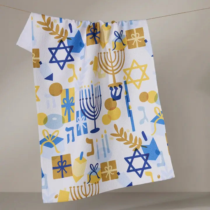 Hanukkah Is Here Tea Towel