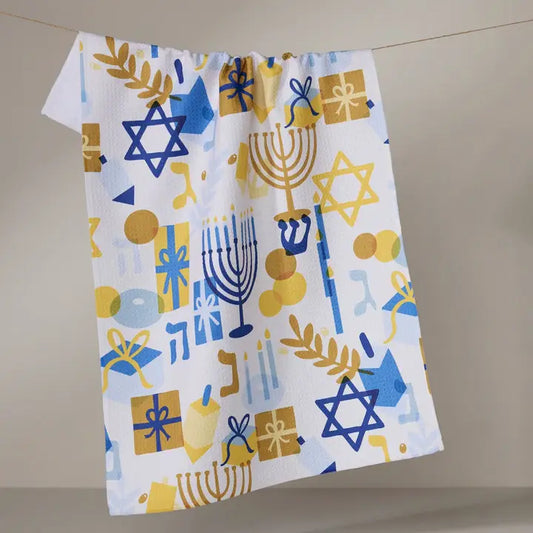 Hanukkah Is Here Tea Towel