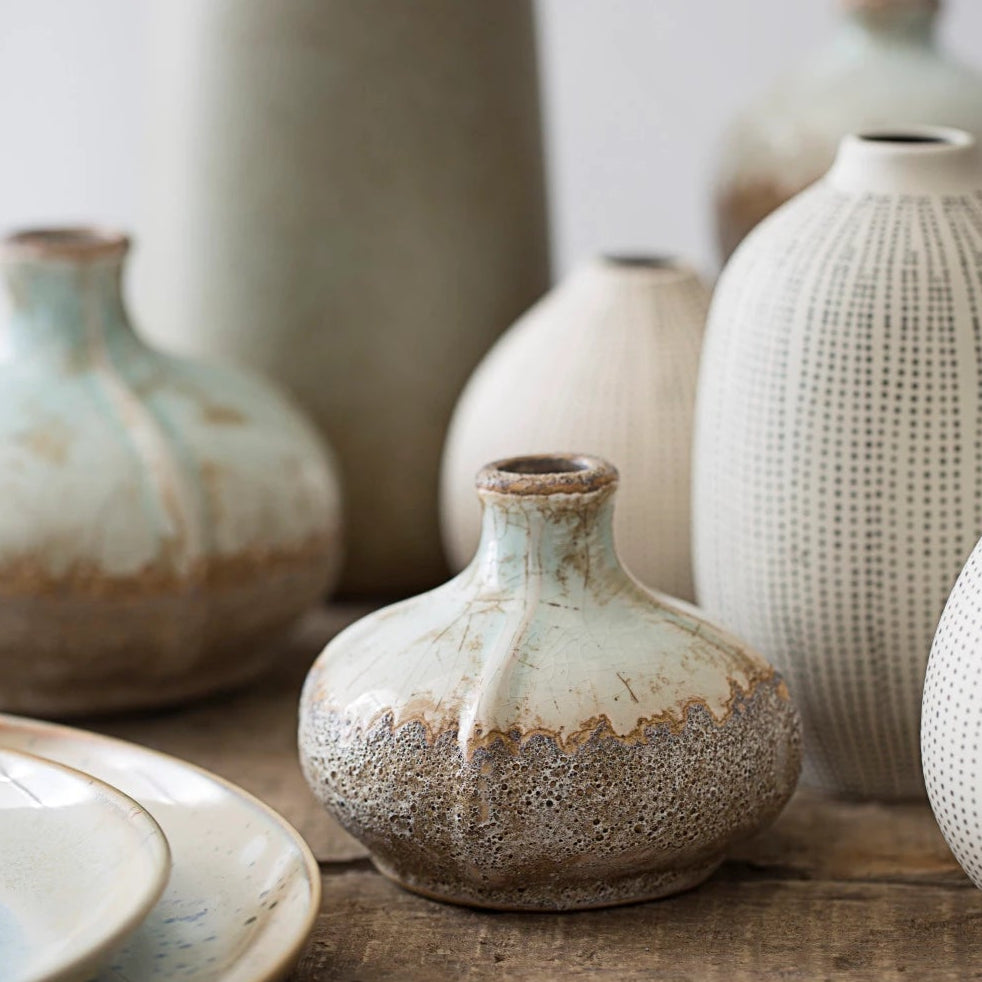 Distressed Aqua Bud Vase