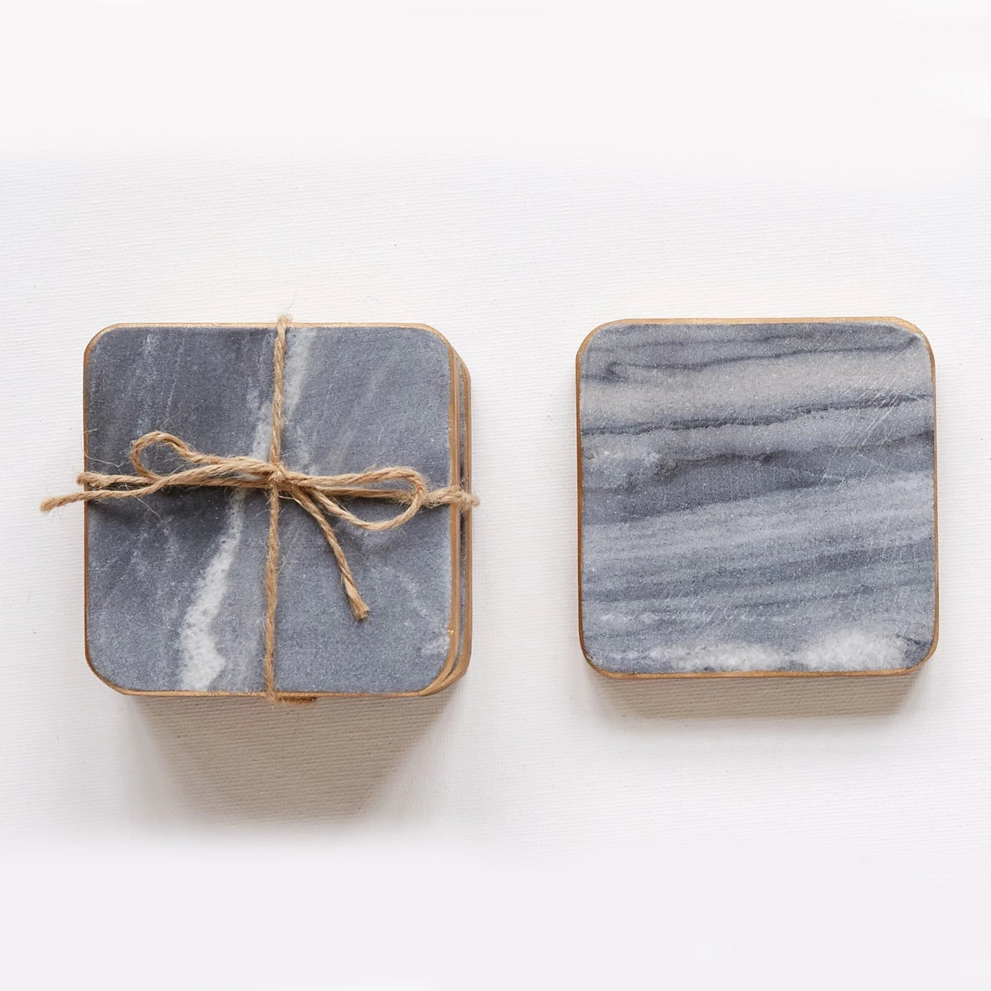 Grey Marble Coasters with Gold Edge