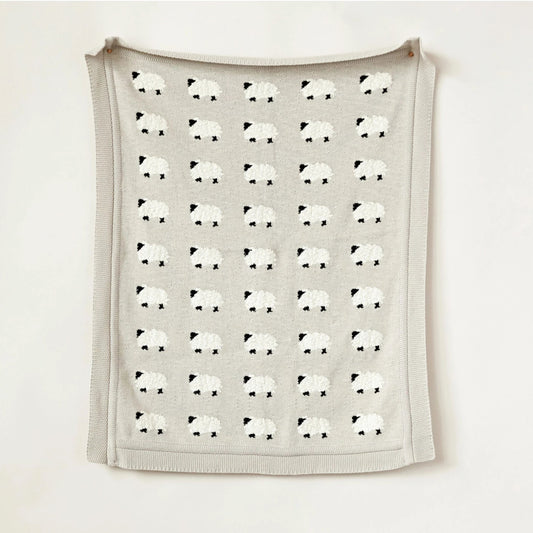 Knit Baby Blanket with Sheep