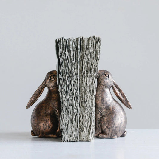 Bronze Bunny Bookends